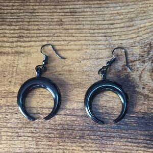 Black Crescent Moon Earrings